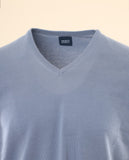Camisola Decote em V 100% Algodão em Azul