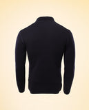 Casaco de Malha 100% Lã Merino em Azul Escuro