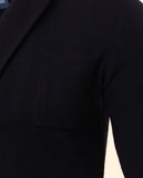 Casaco de Malha 100% Lã Merino em Azul Escuro