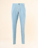 Calças Chinos Regular 100% Linho em Azul Turquesa