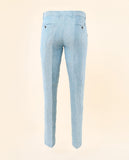 Calças Chinos Regular 100% Linho em Azul Turquesa