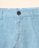 Calças Chinos Regular 100% Linho em Azul Turquesa