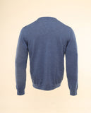 Camisola Decote em V 100% Lã Merino em Azul