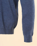 Camisola Decote em V 100% Lã Merino em Azul