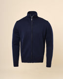 Casaco de Malha 100% Lã Merino em Azul Escuro