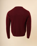 Camisola Decote em V 100% Caxemira em Bordeaux