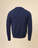 Camisola Decote em V 100% Caxemira em Azul