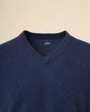 Camisola Decote em V 100% Caxemira em Azul