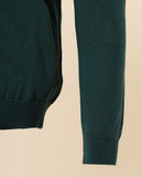 Camisola Decote em V 100% Lã Merino em Verde Escuro