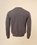 Camisola Decote em V 100% Lã Merino em Castanho Claro