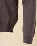 Camisola Decote em V 100% Lã Merino em Castanho Claro