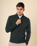 Casaco de Malha 100% Lã Merino em Verde Escuro