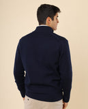 Casaco de Malha 100% Lã Merino em Azul Escuro