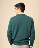 Camisola Decote em V 100% Caxemira em Verde