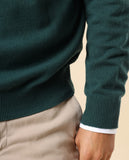 Camisola Decote em V 100% Caxemira em Verde