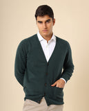 Casaco de Malha 100% Lã em Verde Escuro