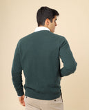 Casaco de Malha 100% Lã em Verde Escuro