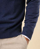 Camisola Decote em V 100% Caxemira em Azul