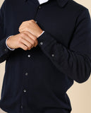 Casaco de Malha em Azul Escuro