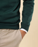 Camisola Decote em V 100% Lã Merino em Verde Escuro