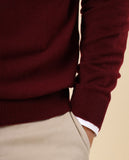 Camisola Decote em V 100% Caxemira em Bordeaux