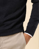 Camisola Decote em V 100% Lã Merino em Cinzento Escuro