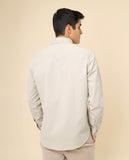 Camisa Casual 100% Algodão em Bege Claro