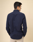 Camisa Casual 100% Algodão em Azul Escuro