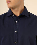 Camisa Casual 100% Algodão em Azul Escuro