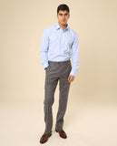 Calças Clássicas Regular 100% Lã Virgem em Castanho Escuro