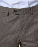 Calças Clássicas Regular 100% Lã Virgem em Castanho Escuro