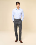 Calças Clássicas Regular 100% Lã Virgem em Cinzento Escuro