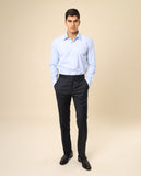 Calças Clássicas Regular 100% Lã Virgem em Cinzento Escuro