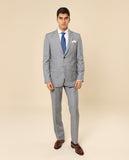 Fato Regular 100% Lã Virgem Príncipe de Gales em Cinzento