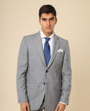 Fato Regular 100% Lã Virgem Príncipe de Gales em Cinzento