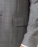 Fato Regular 100% Lã Virgem Príncipe de Gales em Cinzento