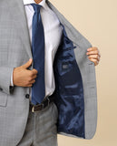 Fato Regular 100% Lã Virgem Príncipe de Gales em Cinzento