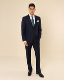 Fato Regular 100% Lã Riscas em Azul Escuro