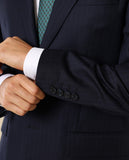 Fato Regular 100% Lã Riscas em Azul Escuro