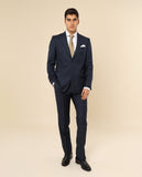 Fato Regular 100% Lã Falso Liso em Azul Escuro