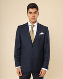 Fato Regular 100% Lã Falso Liso em Azul Escuro