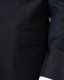 Fato Regular 100% Lã Falso Liso em Azul Escuro