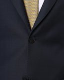 Fato Regular 100% Lã Falso Liso em Azul Escuro