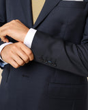 Fato Regular 100% Lã Falso Liso em Azul Escuro