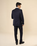 Fato Regular 100% Lã Virgem Liso em Azul Escuro