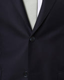 Fato Regular 100% Lã Virgem Liso em Azul Escuro