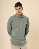 Camisa Casual 100% Algodão em Verde Seco