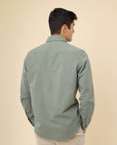 Camisa Casual 100% Algodão em Verde Seco