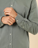 Camisa Casual 100% Algodão em Verde Seco