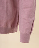 Camisola Decote em V 100% Lã Merino em Cor-de-rosa Claro